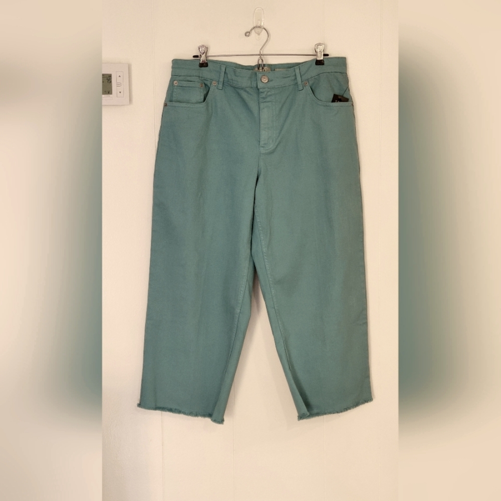 LOGO by Lori Goldstein Cropped Teal Jeans